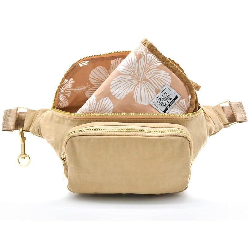Ditty Co Store . - Lanikai Small Diaper Bag - Portable Changing Pad - Crossbody Bags For Women - Fanny Pack - Baby Travel Essentials (Natural Tan) - Image 1